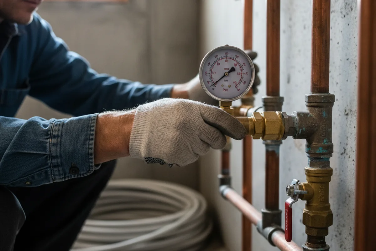 Pressure testing a repaired line during Water Line Repair in Shoshone